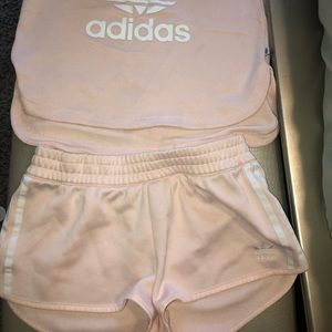 Pastel pink adidas set